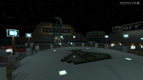 The refreshed lobby, seen here at night. Built by Doctacosa.