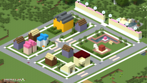 A reproduction of Mega Man Battle Network's ACDC Town, built by Doctacosa, seen on October 2021.