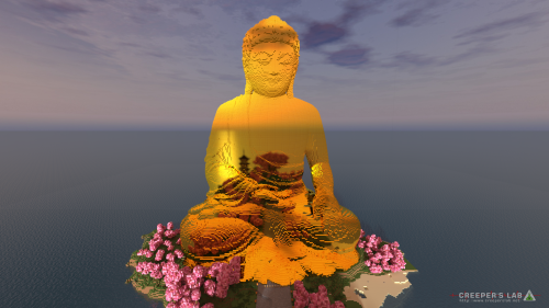 A Buddha at sunset, built by GroovyBanana and seen here in March 2023.